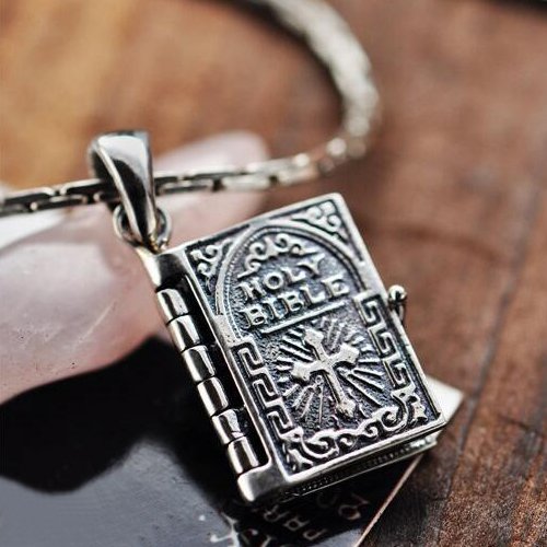 Sterling Silver Tiny Bible Necklace - Jewelry1000.com
